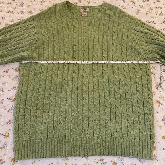 L. L. Bean Men's Wool Blend Cable Knit Sweater Olive Green Size Large Fisherman - Picture 3 of 7